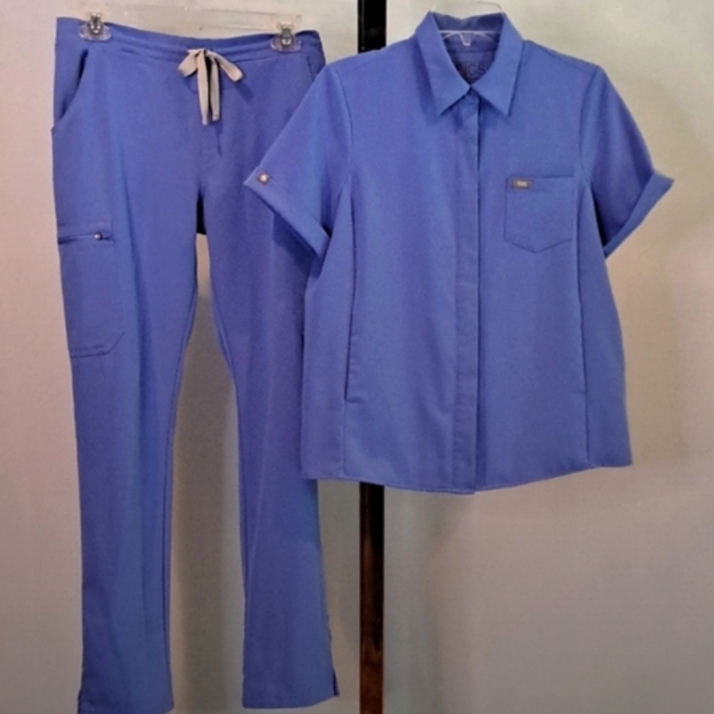 Figs Ceil Blue Scrub Set Size Small